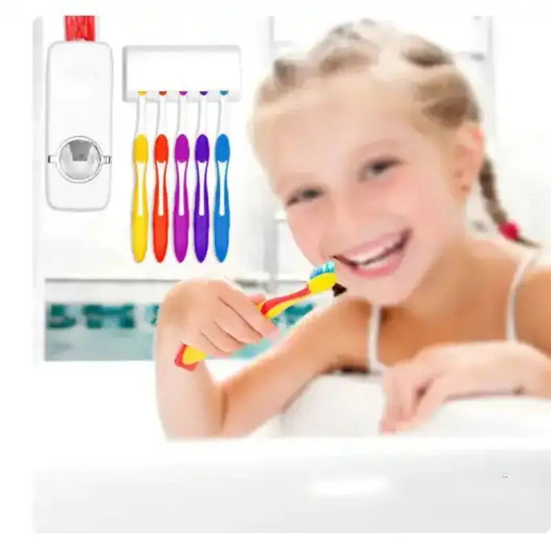 Dispenser Automático de Creme Dental com Suporte para Escovas - Praticidade e Higiene para o Seu Banheiro - Entrega de 4/5 dias