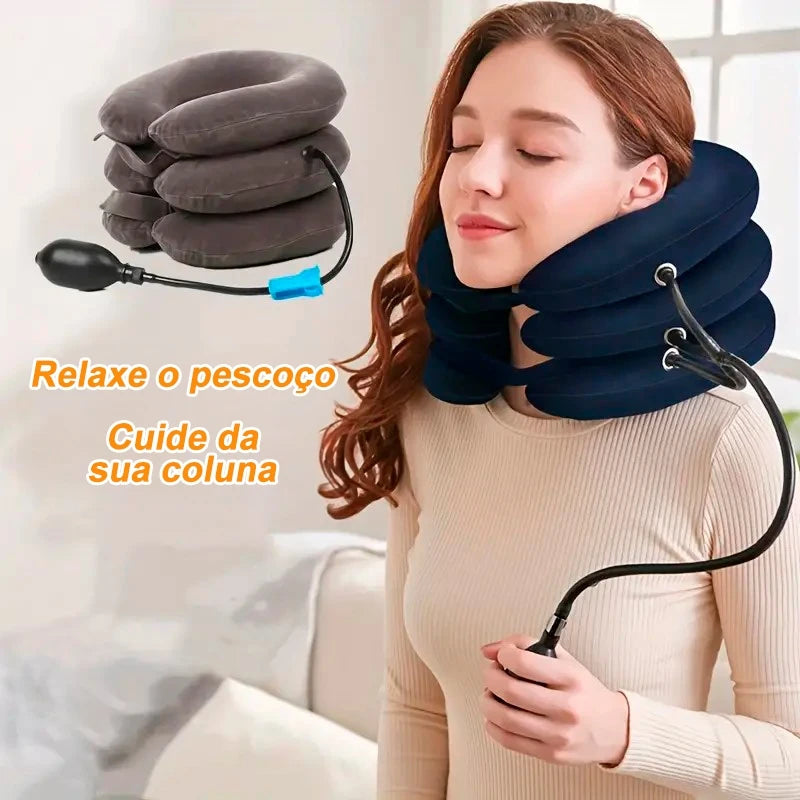 Coleira de Tração Cervical Inflável – Alívio Imediato para Dores no Pescoço e Correção Postural