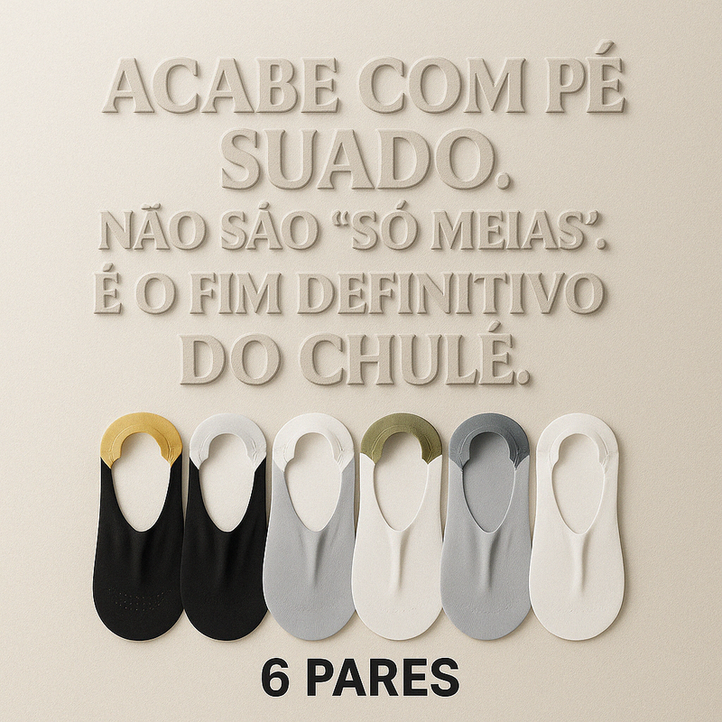 Meias Flex Confort com Tecnologia Revolucionária que Elimina 99.9% do Mau Odor em Minutos - Todos as cores (6 pares) / Único tamanho - 37 ao 45