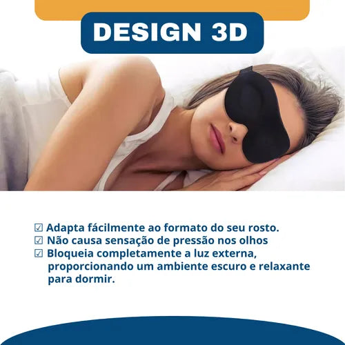 Máscara de Dormir 3D com Bloqueio Total de Luz