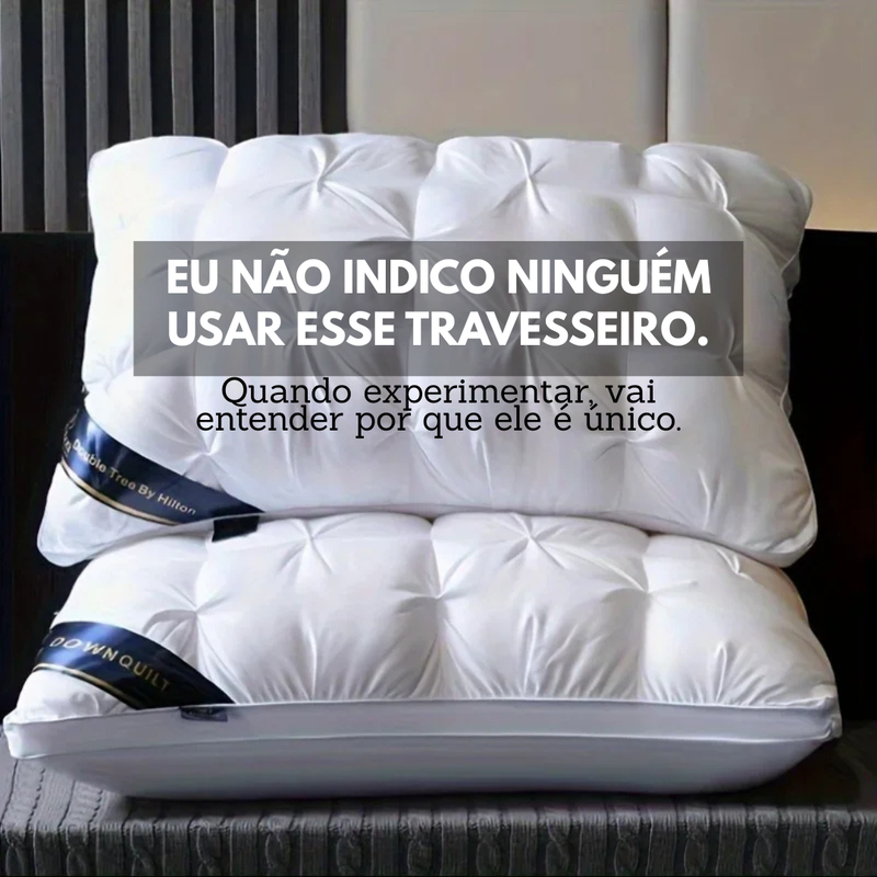 Travesseiro Hilton - Viva o luxo dos hotéis 5⭐ na sua casa  por R$297 - Leve 2 por apenas R$459 — muito mais vantagem do que levar 1 por R$297!