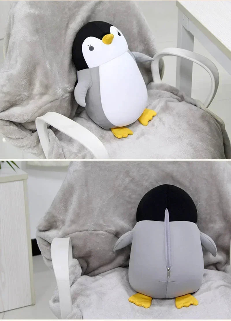 Almofadas de viagem deformáveis em forma de U Avião Pinguins Almofada Brinquedo de pelúcia Travesseiro de pescoço