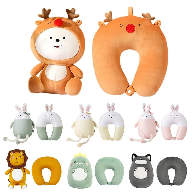 2 em 1 em forma de u bonito pinguim pescoço travesseiro viagem pescoço travesseiro mutável dos desenhos animados pescoço travesseiro para acampamento caminhadas