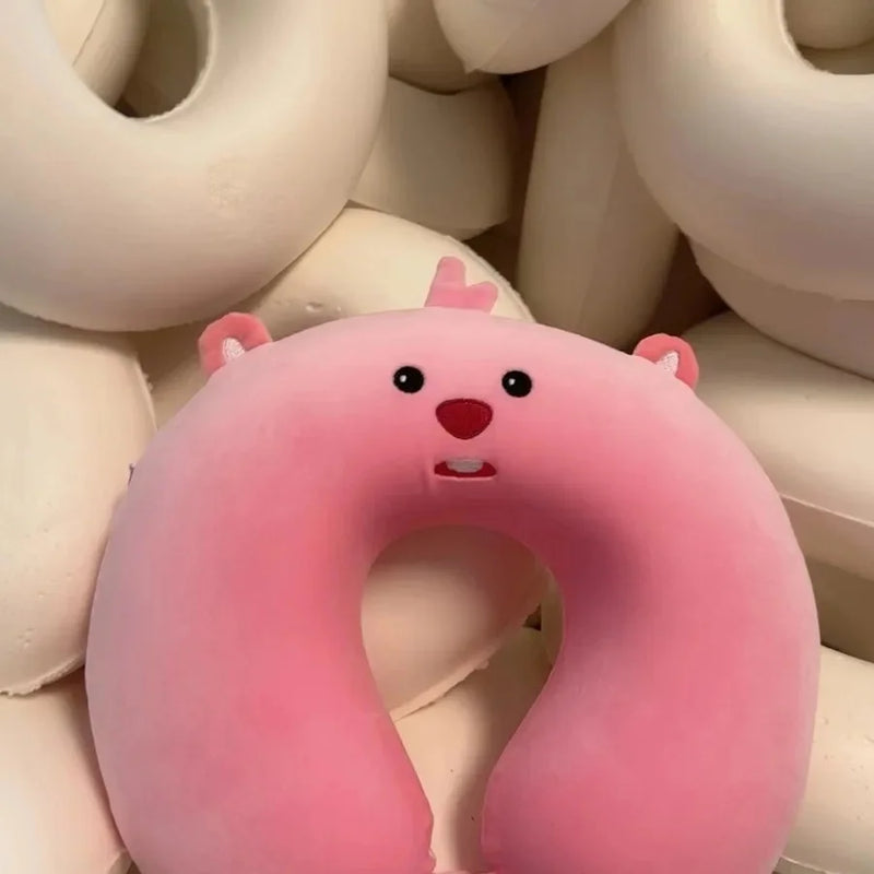 Animal dos desenhos animados em forma de u travesseiro de espuma de memória recuperação lenta pescoço apoio carro viagem nap travesseiro confortável tecido macio
