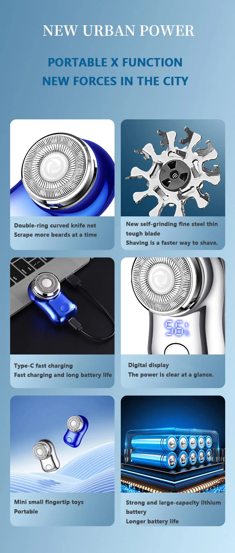 Mini Barbeador Elétrico Portátil com Display Digital