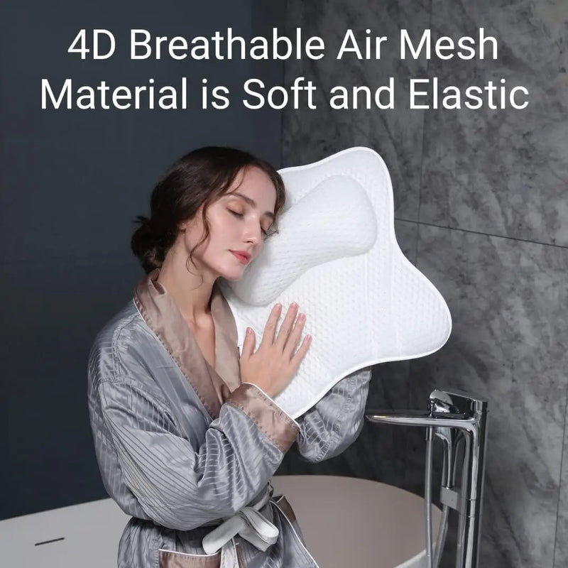 Travesseiro de banho para banheira, suporte para as costas do pescoço, almofada de spa de malha respirável 3D ultra macia, encosto de cabeça, acessórios de banheiro, presentes