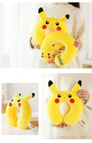 Travesseiro de pescoço em forma de u, brinquedo fofo de cochilo, anime pikachu, espuma de memória, travesseiro de viagem macio, travesseiro de dormir para almoço
