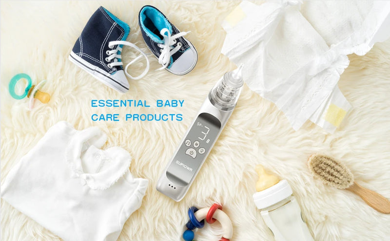 Aspirador nasal elétrico para bebês, dispositivo de sucção de nariz com bocal de silicone de qualidade alimentar, 3 modos de sucção e música calmante