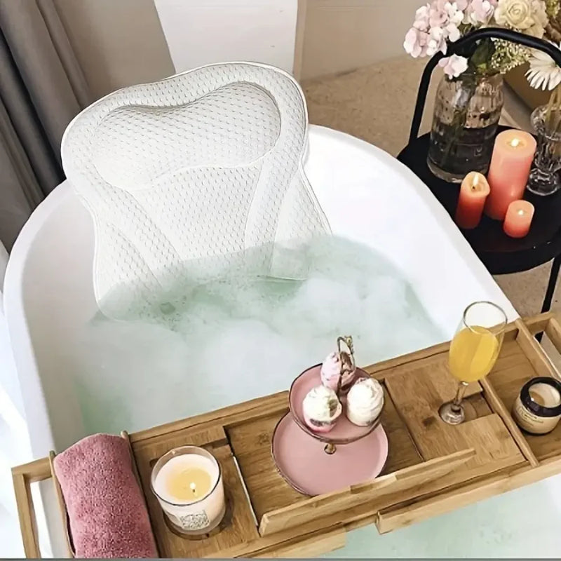 Travesseiro de banheira para casa, hotel, banho, 4d, cinza, branco, borboleta, banheira, ventosa, travesseiro de banheira