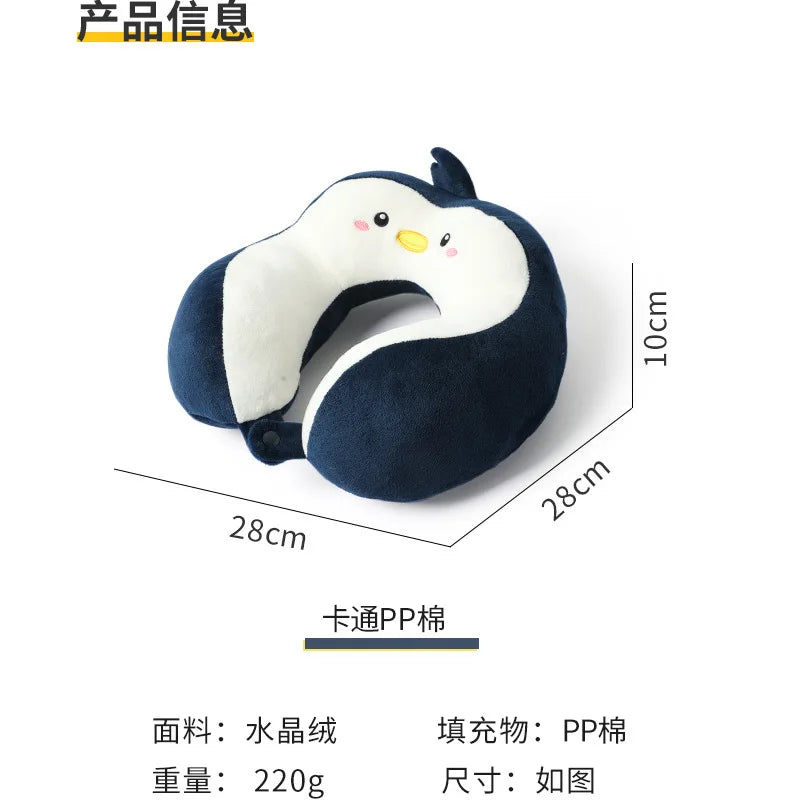 Travesseiro portátil em forma de u para carro, travesseiro de proteção de pescoço de desenho animado para viagem ao ar livre, travesseiro de avião, acessórios para carro