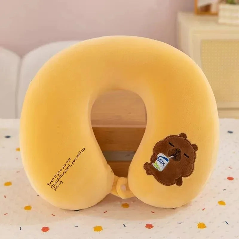 Animal dos desenhos animados em forma de u travesseiro de espuma de memória recuperação lenta pescoço apoio carro viagem nap travesseiro confortável tecido macio