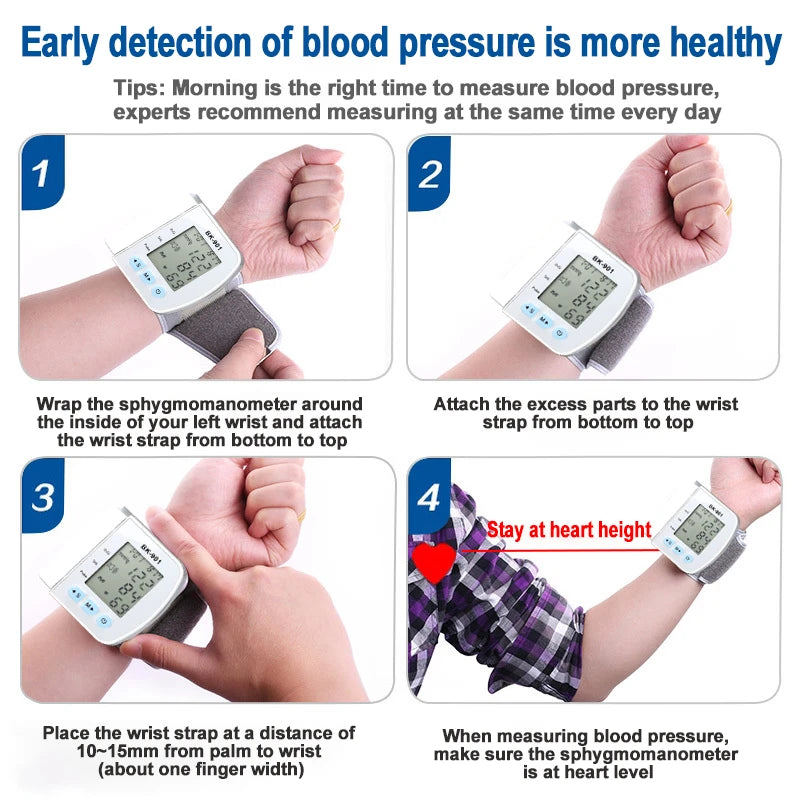 Monitor de Pressão Arterial de Pulso Digital Portátil