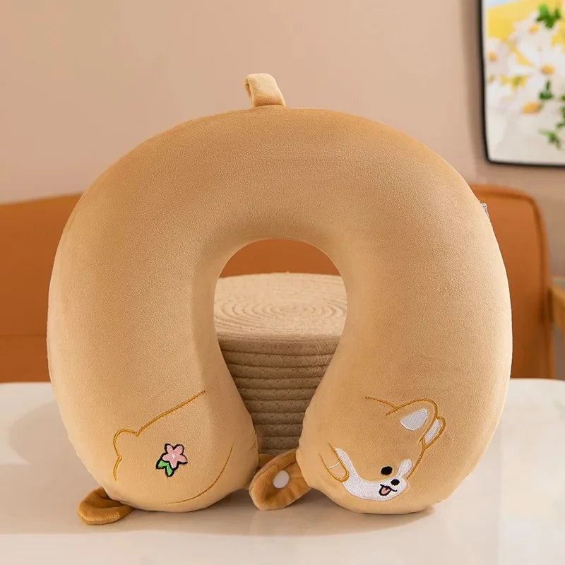 Animal dos desenhos animados em forma de u travesseiro de espuma de memória recuperação lenta pescoço apoio carro viagem nap travesseiro confortável tecido macio