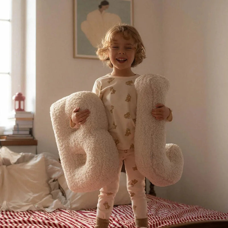 Ins abc 26 lã de cordeiro carta travesseiro sono calmante travesseiro fundo tiro adereços travesseiro chá de bebê festa presente