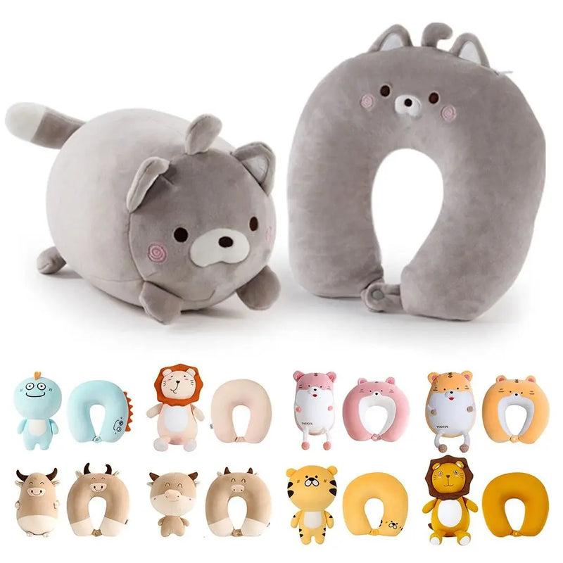 2 em 1 em forma de u bonito pinguim pescoço travesseiro viagem pescoço travesseiro mutável dos desenhos animados pescoço travesseiro para acampamento caminhadas