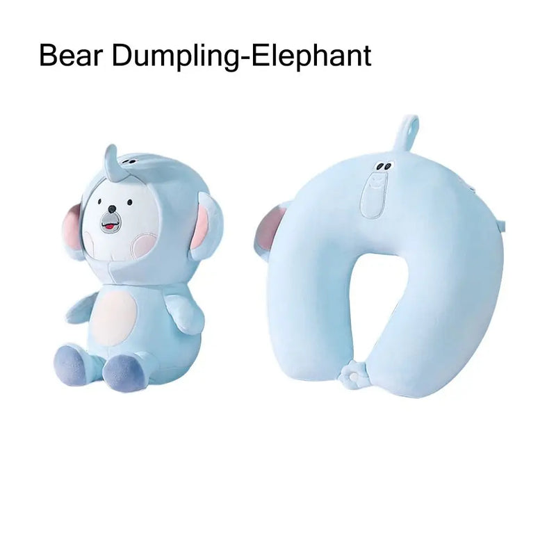 2 em 1 em forma de u bonito pinguim pescoço travesseiro viagem pescoço travesseiro mutável dos desenhos animados pescoço travesseiro para acampamento caminhadas