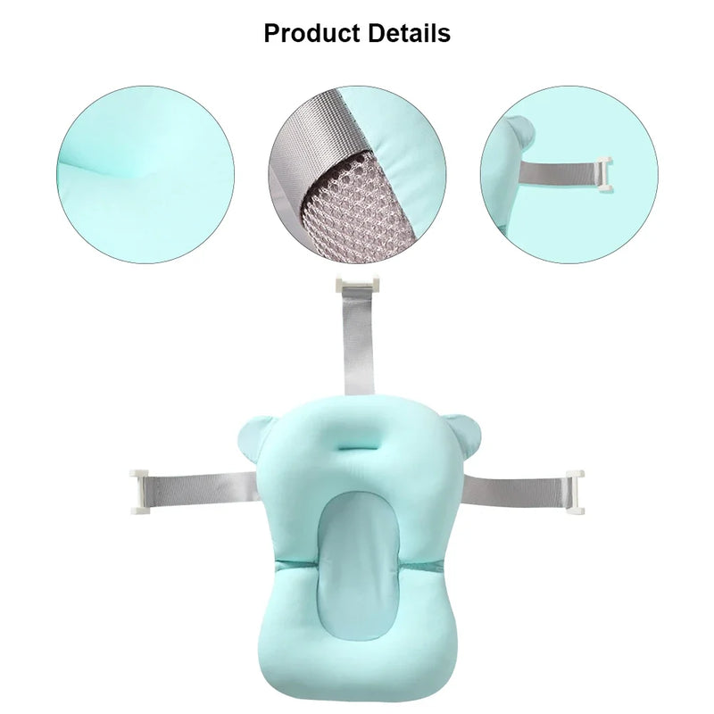 Anti-derrapante assento de almofada de banho flutuante para bebê recém-nascido, travesseiro anti-derrapante, suporta conforto e apoio, 0-12 meses