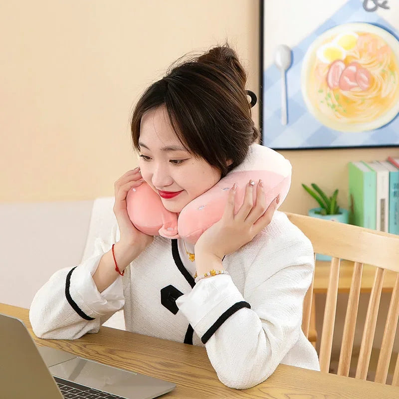 Animal dos desenhos animados em forma de u travesseiro de espuma de memória recuperação lenta pescoço apoio carro viagem nap travesseiro confortável tecido macio