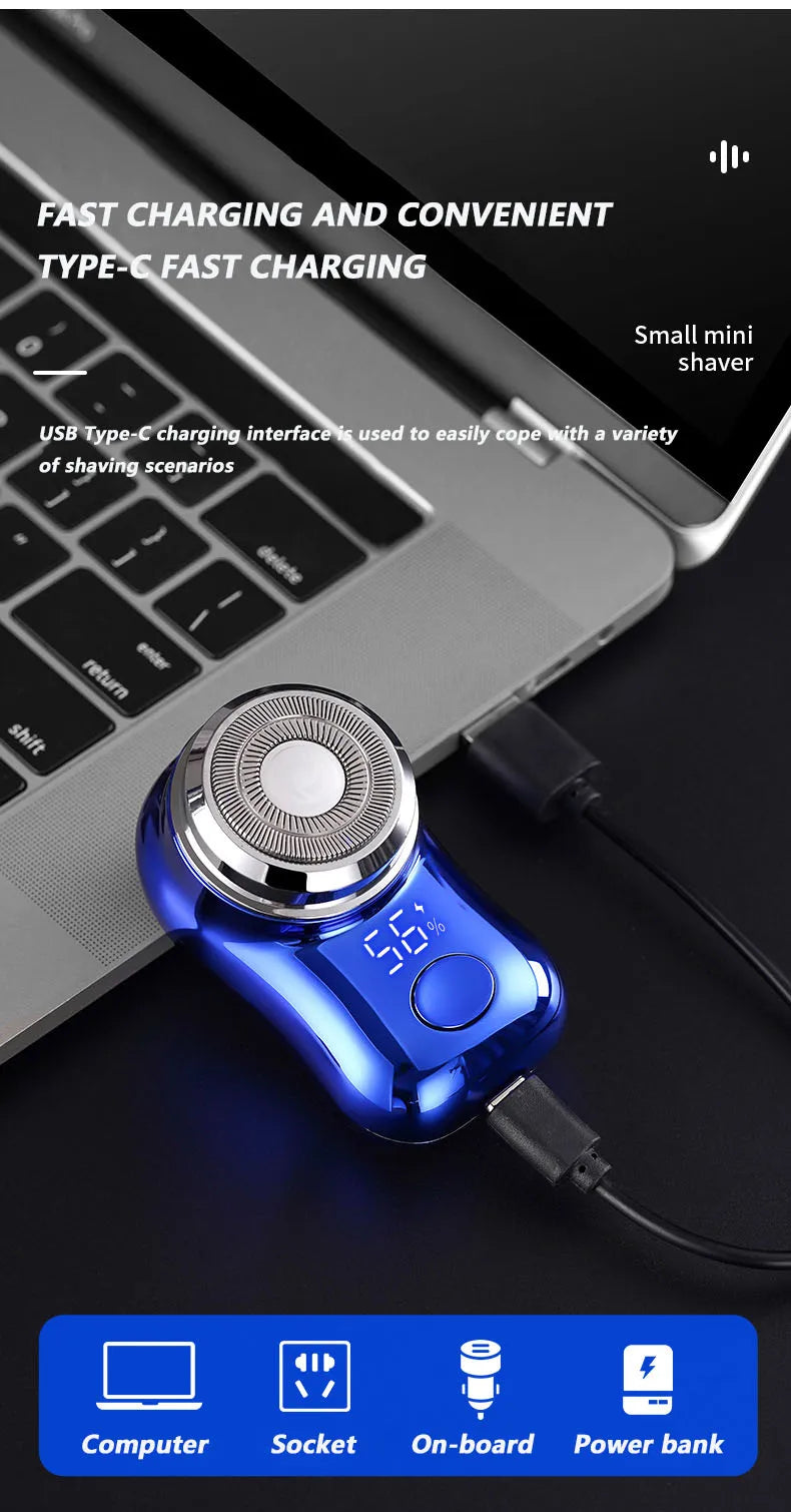 Mini Barbeador Elétrico Portátil com Display Digital