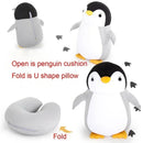 Almofadas de viagem deformáveis em forma de U Avião Pinguins Almofada Brinquedo de pelúcia Travesseiro de pescoço
