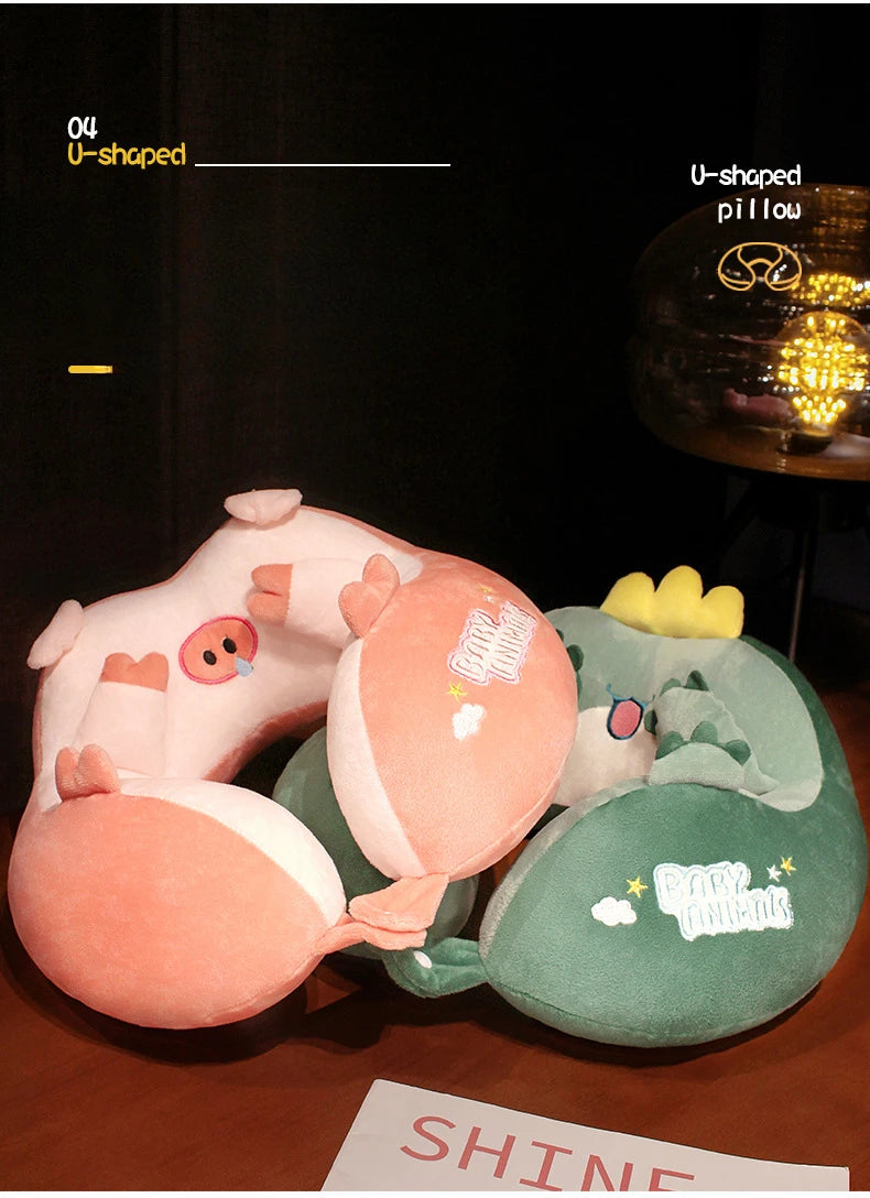 Travesseiro de pescoço de viagem dos desenhos animados almofada de pescoço de viagem indeformável em forma de u travesseiro de viagem portátil aviões travesseiro para crianças presente