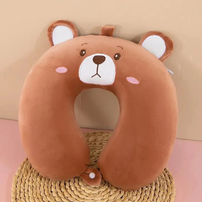 Animal dos desenhos animados em forma de u travesseiro de espuma de memória recuperação lenta pescoço apoio carro viagem nap travesseiro confortável tecido macio