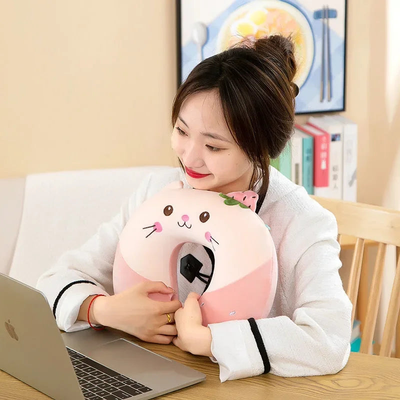 Animal dos desenhos animados em forma de u travesseiro de espuma de memória recuperação lenta pescoço apoio carro viagem nap travesseiro confortável tecido macio