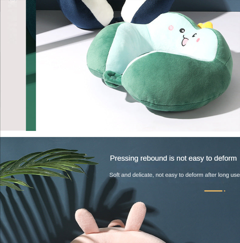 Nova corcunda dos desenhos animados em forma de u travesseiro pp algodão cristal veludo bordado em forma de u travesseiro carro pescoço travesseiro escritório nap pescoço travesseiro