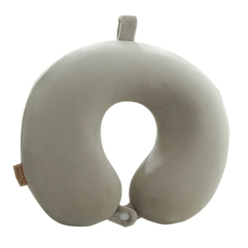 Travesseiro de pescoço de cor sólida recuperação lenta memória algodão em forma de u travesseiro de viagem de carro travesseiro de pescoço escritório bordado em forma de u travesseiro de cochilo