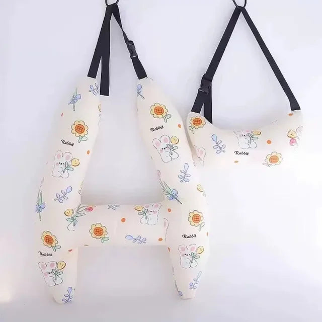 Assento de carro segurança pescoço travesseiro bonito criança e adulto carro dormir pescoço cabeça apoio em forma de h travesseiro de viagem almofada criança mulheres ferramentas