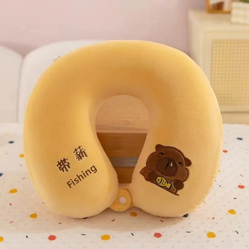 Animal dos desenhos animados em forma de u travesseiro de espuma de memória recuperação lenta pescoço apoio carro viagem nap travesseiro confortável tecido macio