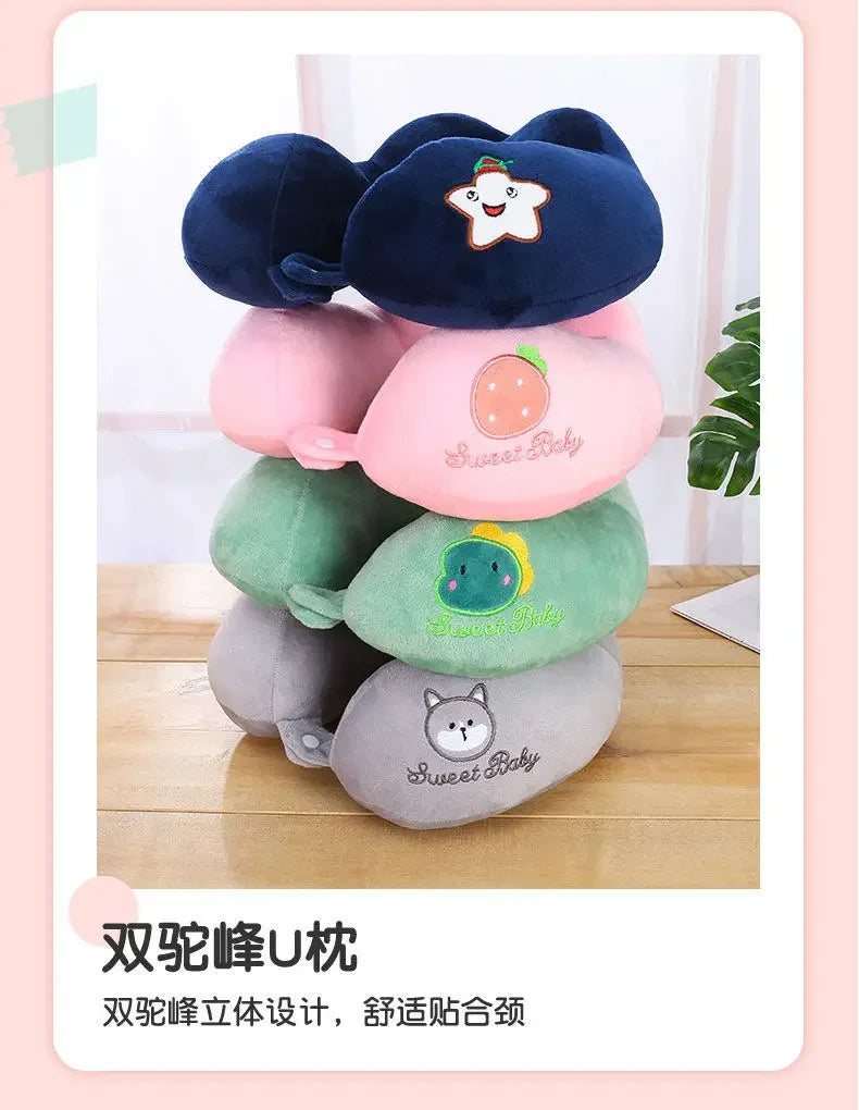 Travesseiro em forma de u dos desenhos animados travesseiro de pescoço protegendo travesseiro cervical travesseiro de pescoço em forma de u escritório bonito portátil avião vagão