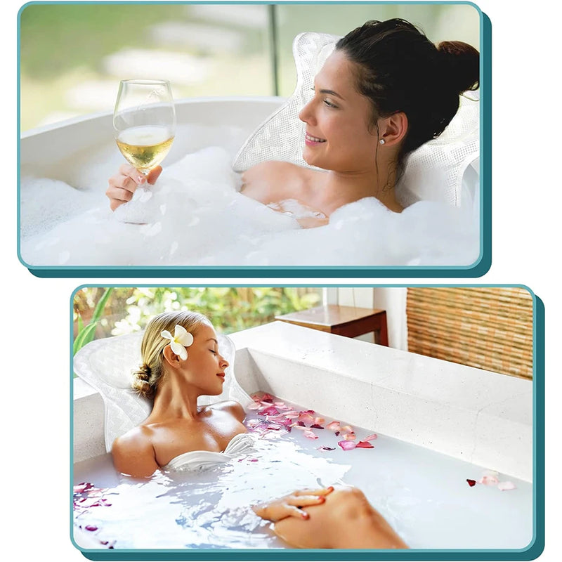 Travesseiro de banho para banheira, suporte para as costas do pescoço, almofada de spa de malha respirável 3D ultra macia, encosto de cabeça, acessórios de banheiro, presentes
