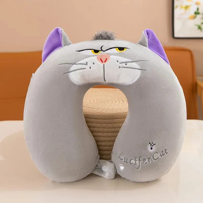 Animal dos desenhos animados em forma de u travesseiro de espuma de memória recuperação lenta pescoço apoio carro viagem nap travesseiro confortável tecido macio