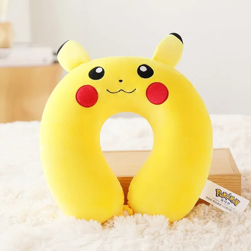 Travesseiro de pescoço em forma de u, brinquedo fofo de cochilo, anime pikachu, espuma de memória, travesseiro de viagem macio, travesseiro de dormir para almoço