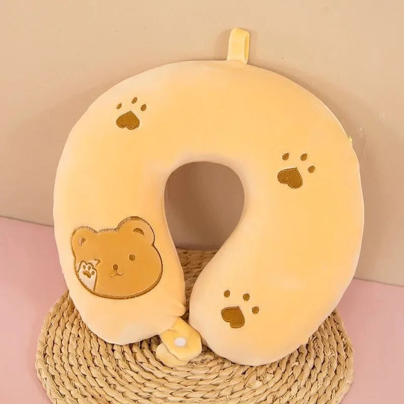 Animal dos desenhos animados em forma de u travesseiro de espuma de memória recuperação lenta pescoço apoio carro viagem nap travesseiro confortável tecido macio