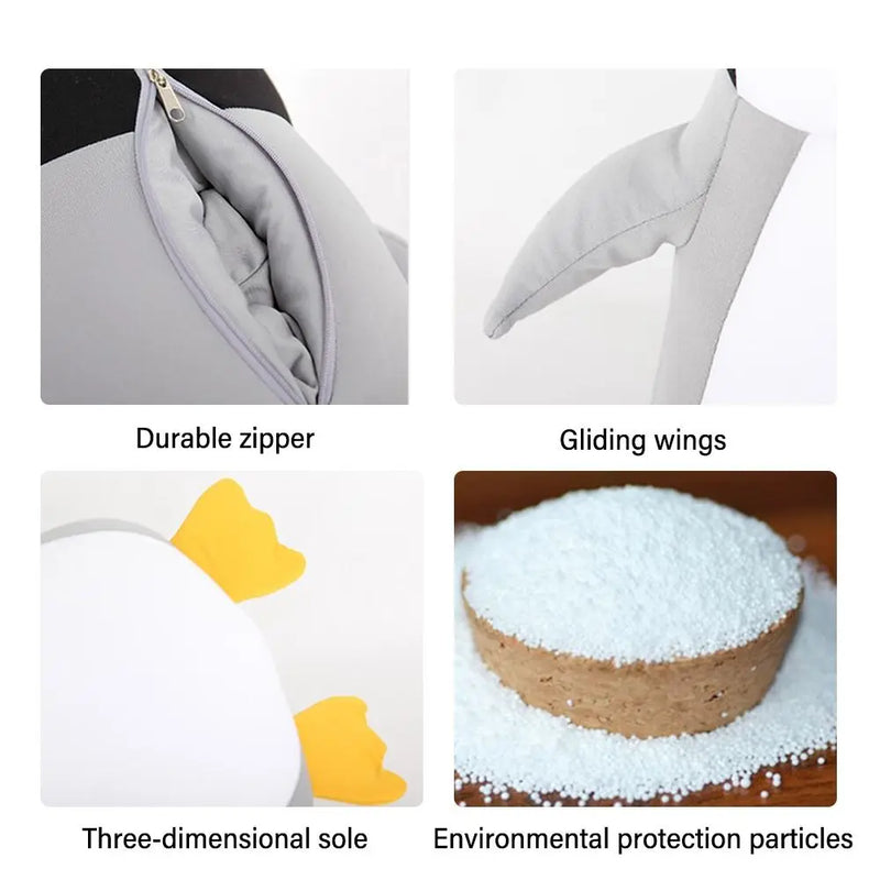 2 em 1 em forma de u bonito pinguim pescoço travesseiro viagem pescoço travesseiro mutável dos desenhos animados pescoço travesseiro para acampamento caminhadas