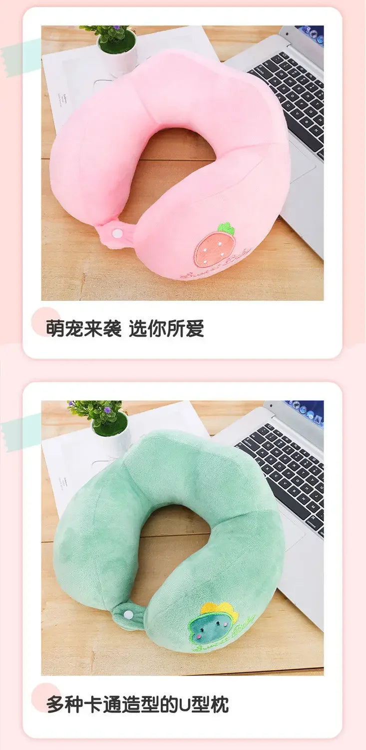Travesseiro em forma de u dos desenhos animados travesseiro de pescoço protegendo travesseiro cervical travesseiro de pescoço em forma de u escritório bonito portátil avião vagão