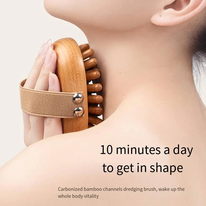 Escova Massageadora de Madeira – Relaxamento e Estímulo da Circulação para Corpo e Couro Cabeludo