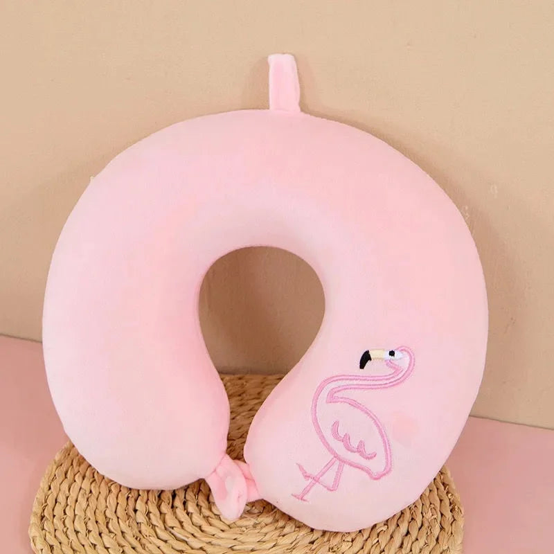 Animal dos desenhos animados em forma de u travesseiro de espuma de memória recuperação lenta pescoço apoio carro viagem nap travesseiro confortável tecido macio