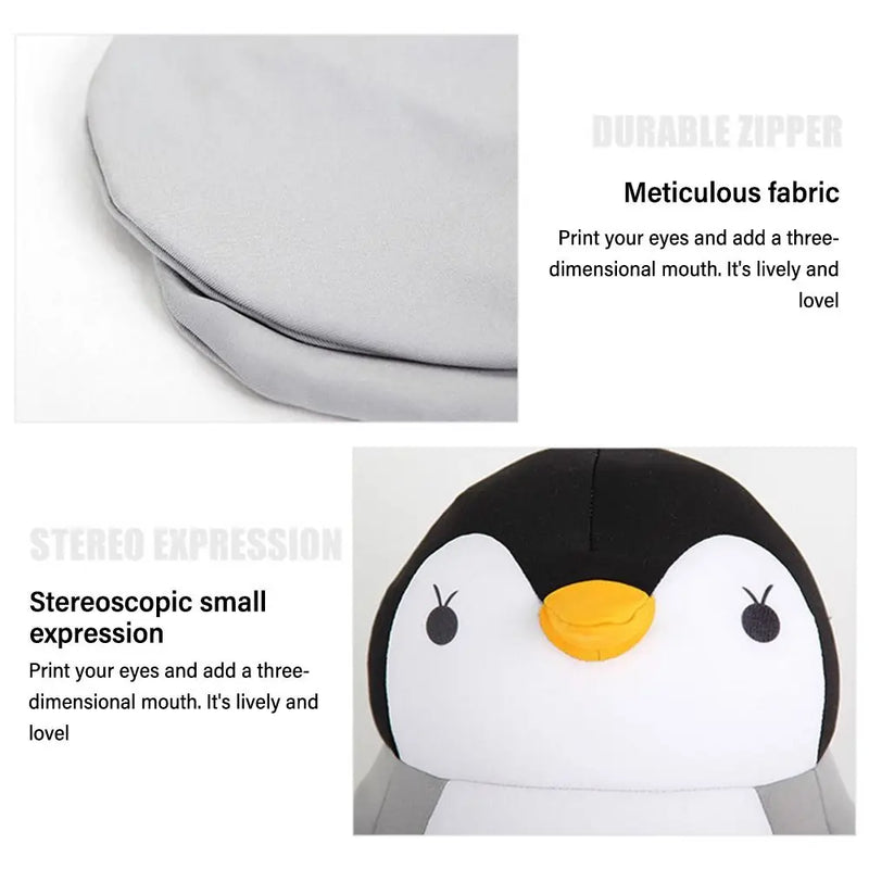2 em 1 em forma de u bonito pinguim pescoço travesseiro viagem pescoço travesseiro mutável dos desenhos animados pescoço travesseiro para acampamento caminhadas