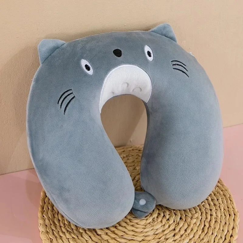 Animal dos desenhos animados em forma de u travesseiro de espuma de memória recuperação lenta pescoço apoio carro viagem nap travesseiro confortável tecido macio