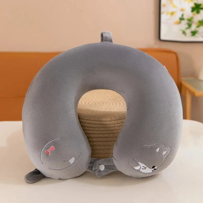 Animal dos desenhos animados em forma de u travesseiro de espuma de memória recuperação lenta pescoço apoio carro viagem nap travesseiro confortável tecido macio