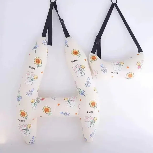 Pacote com 2 adoráveis almofadas de assento de carro ultramacio com cinto seguro – garantem cochilos refiados na marcha - Amagi de segurança aprimorada