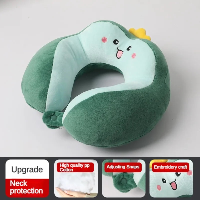 Travesseiro portátil em forma de u para carro, travesseiro de proteção de pescoço de desenho animado para viagem ao ar livre, travesseiro de avião, acessórios para carro