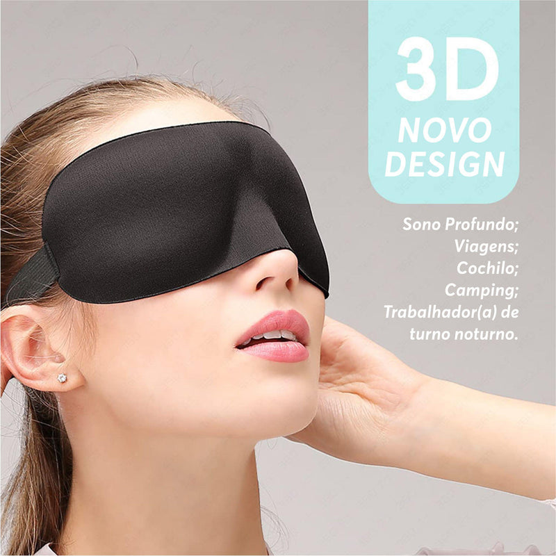 Máscara de Dormir 3D com Bloqueio Total de Luz