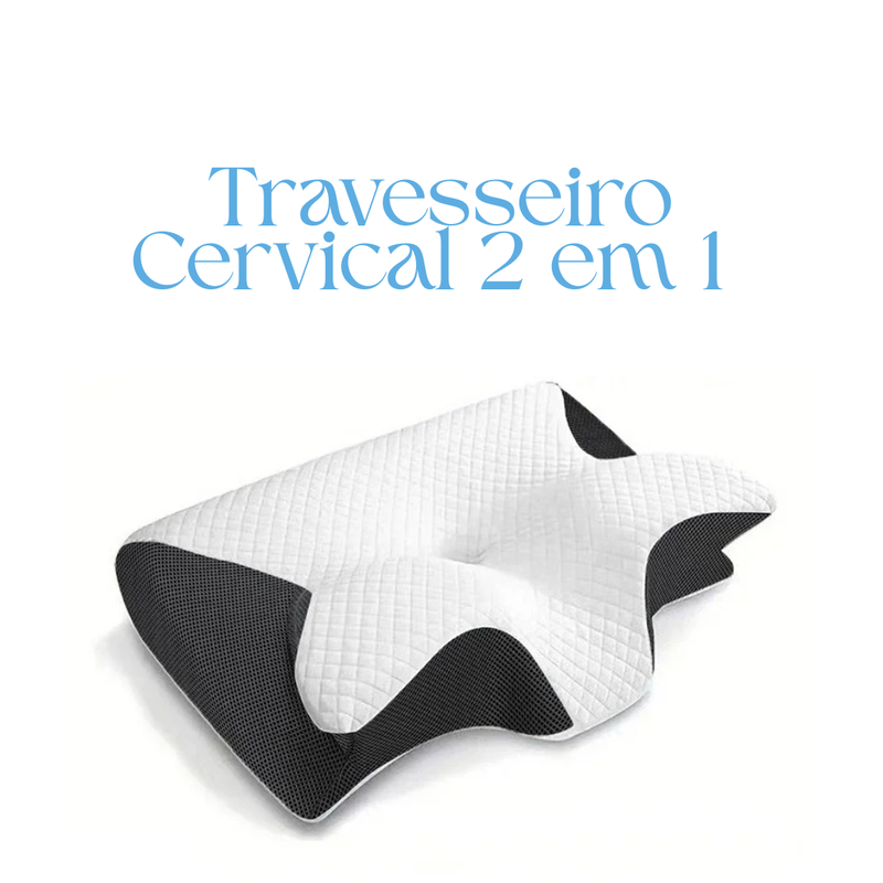 Travesseiro Cervical 2 em 1 – Suporte Ergonômico e Confortável