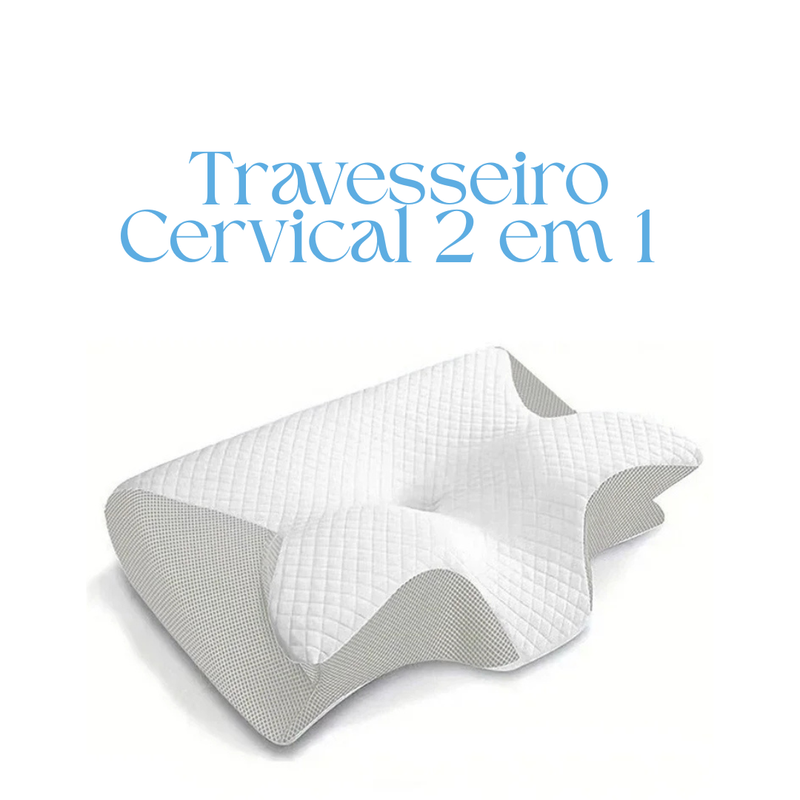 Travesseiro Cervical 2 em 1 – Suporte Ergonômico e Confortável